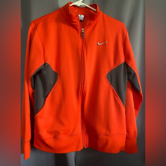 Nike Dri fit Youth Vibrant Orange and Gray Jacket size XL - Picture 1 of 6